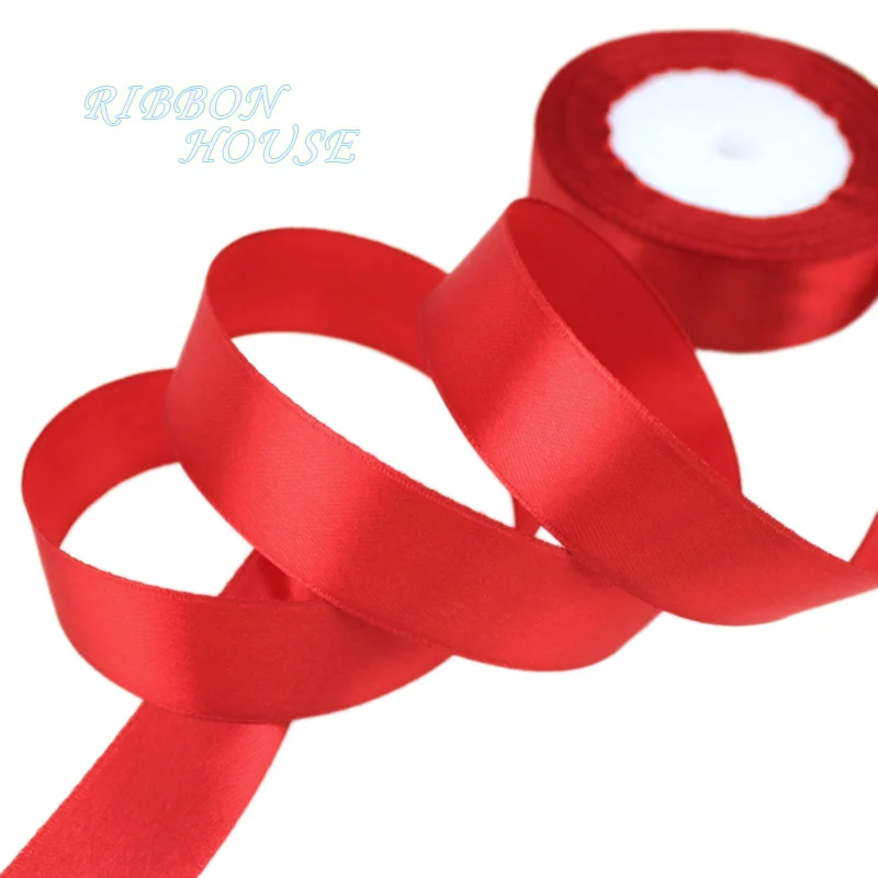 Satin Ribbons Wrapping Ribbon Christmas Ribbon 25 yards/roll Red Single Face Satin Ribbon Gift Wrapping