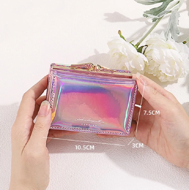 Women's Wallets Fashion Rainbow Credit Card Holder Purses with Coin Pocket for Women Portable Short PU Leather Cute Wallet 2
