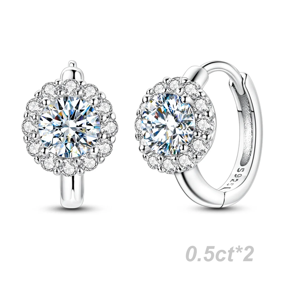 925 Sterling Silver Classic Moissanite Earrings Women Ear Stud Brilliant Diamond Wedding Engagement Earrings Lover Jewelry Gift