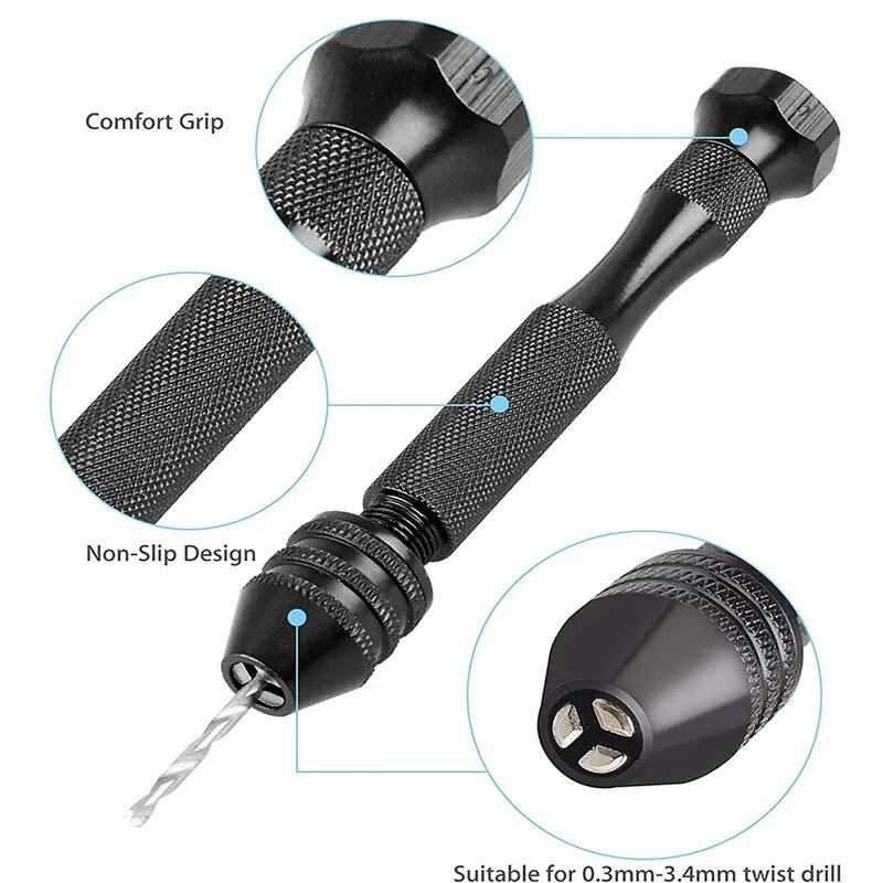 Tool Set Mini Tool Set Black Hand Twist Drill 10Pcs Fried Dough Twists Drill Woodworking Drilling Rotary Wood Holes Tools