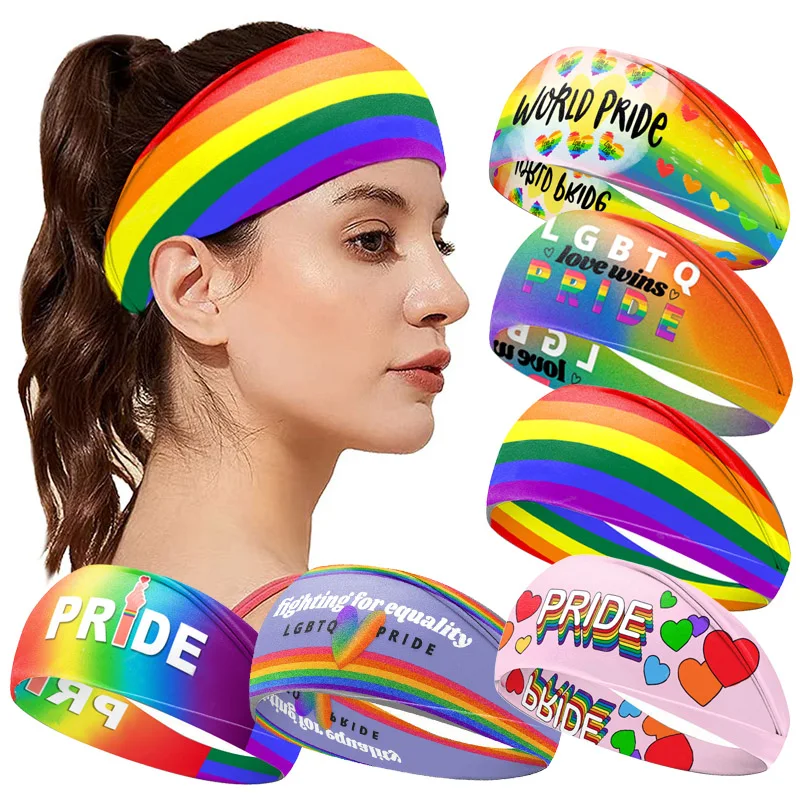 RainbowHeadbandSweatWickingHeadbandColorfulSweatbandsSports