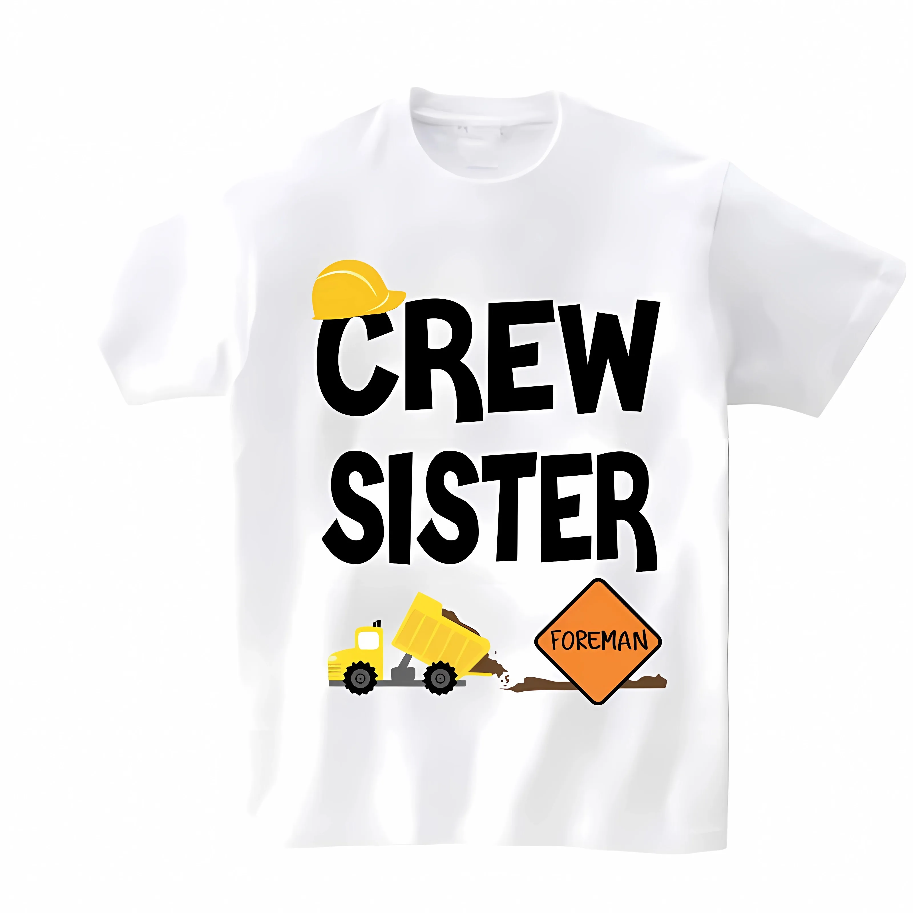 Family CREW T-shirt Cartoon Mechanical Car Print T-shirt Mom Dad Daughter Brothers Family Matching Clothing T-shirt