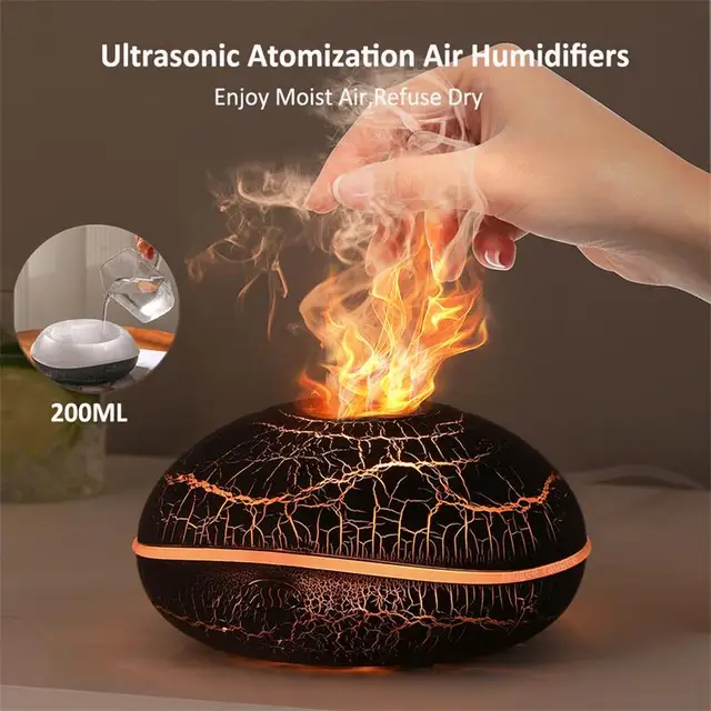 Hogar Aroma Humidifier Flame Essential Oil Diffuser Ultrasonic Aromatherapy Air Humidifier Home Mini Fragrance Diffuser with LED 6