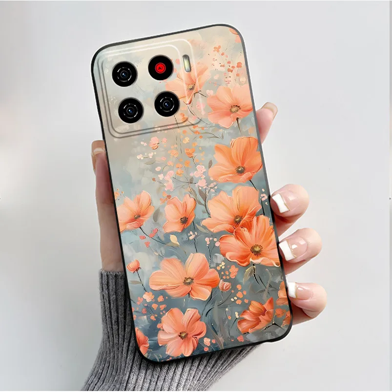 Luxury Fashion Butterfly & Floral Black Soft TPU Silicone Protective Phone Case