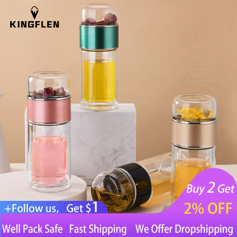 

Double Wall Glass Water Bottle With Case Tea Drink Bottle Infuser Tumbler Drinkware Waterbottle Stainless Steel Tea Filter Cup