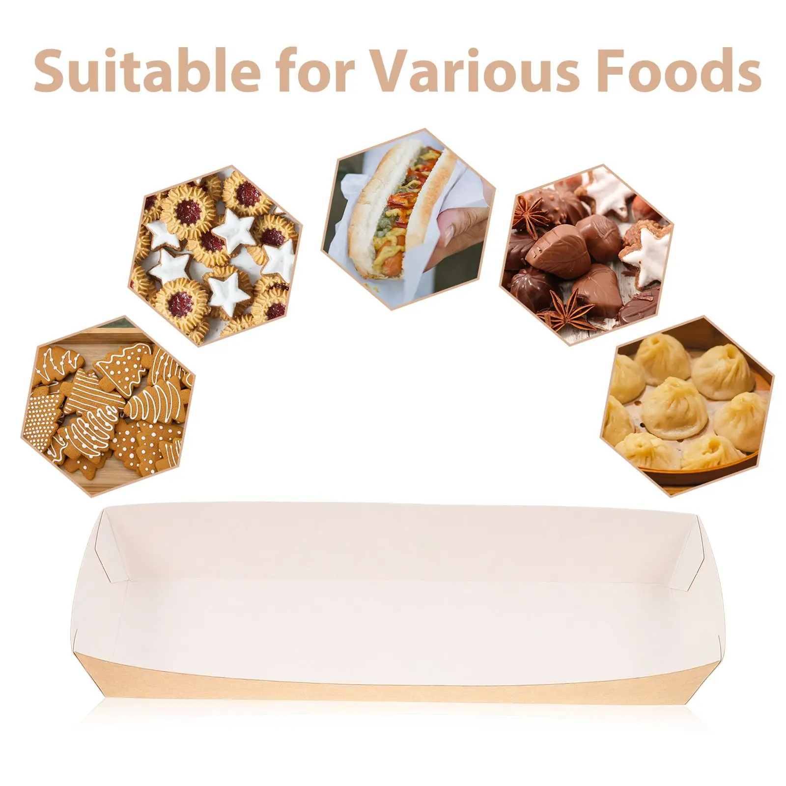 50pcs Disposable Paper Sandwich and Hot Dog Boxes, Kraft Food Boat Trays for Takeout, P... - SKU DPSB1803 - UGI Packaging