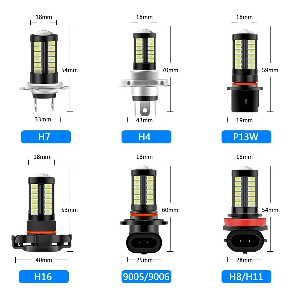 H11 H8 H4 H7 9005 9006 LED Fog Light Bulbs Extremely Bright Car DRL Driving Fog Lights 5730 33SMD 12V White/Amber/Red/Blue/Pink led light led bulb led fog light fog and headlight bulbs