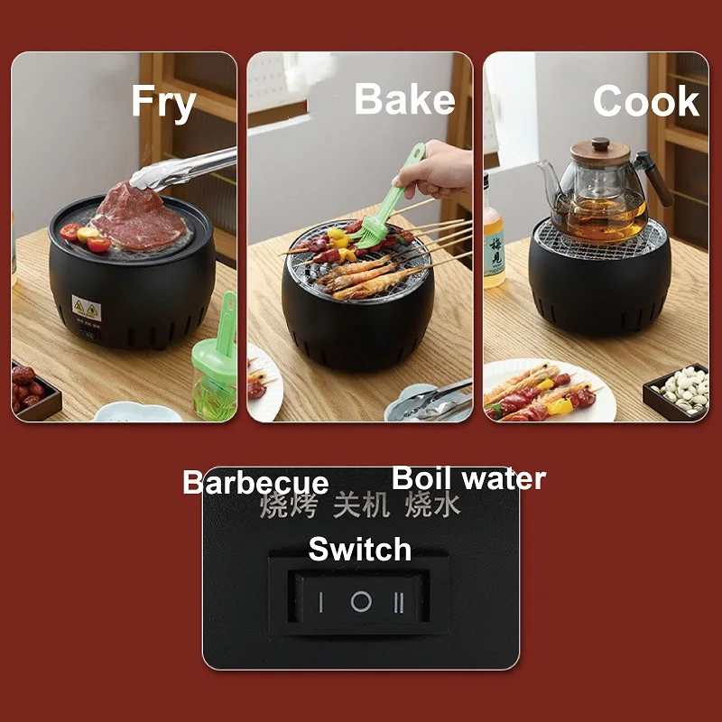 220V Electric Ceramic Stove Outdoor Mini Charcoal Barbecue Electric grill Multifunction Home Tea Brewer Boiling Water Heater
