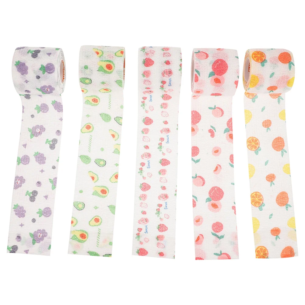 

5 Rolls Wound Tape Self-adhesive Bandage/cute Fruit/sports Bandage/5cm Wide Bandages Protection Sticky Wraps Wrist