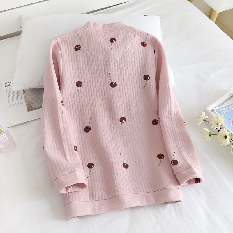 Japanese style autumn and winter all-in-one blouse ladies pure cotton thickening air cotton warm home clothes women pajamas