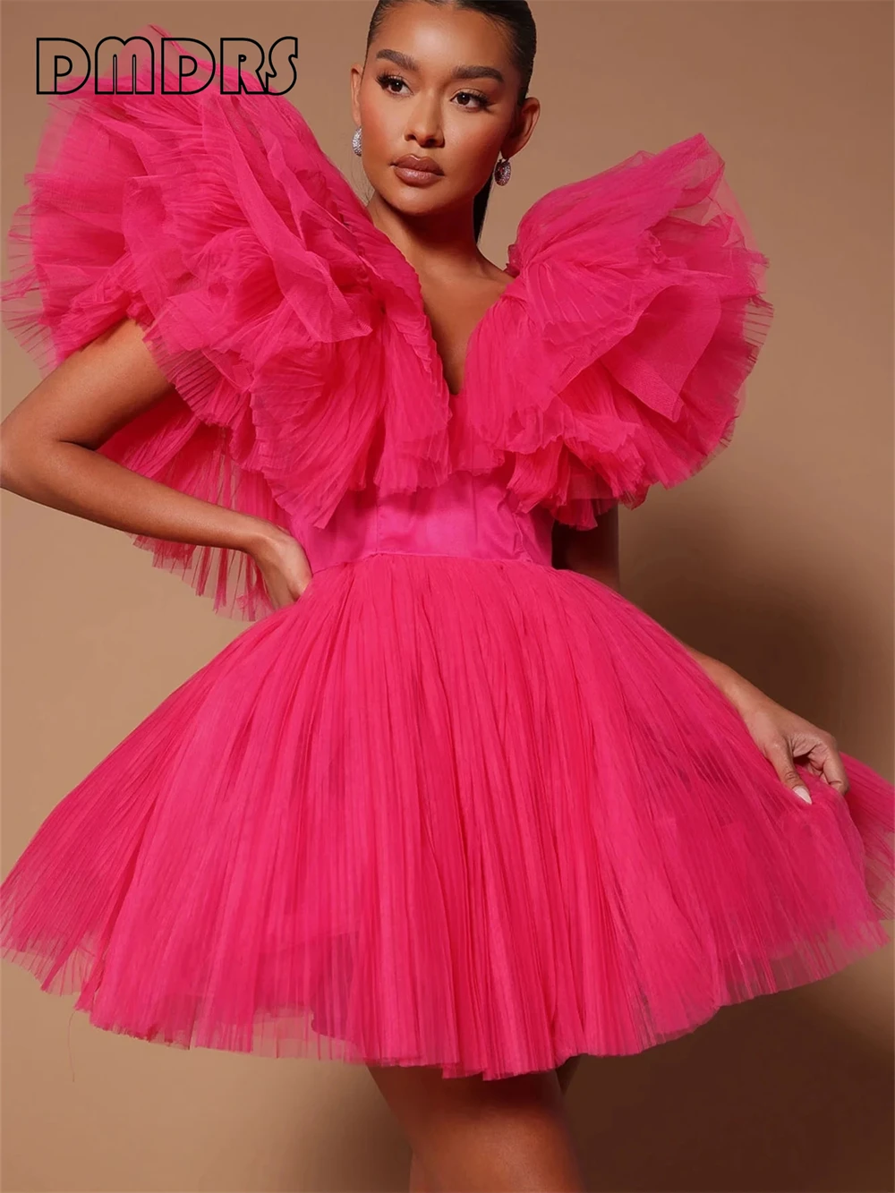 DMDRS | Lush Tulle Short Party Dresses Gown Puffy Above Knee Prom Formal Dress for Women Birthday Event Dress Custom Made