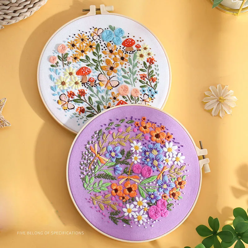 Embroidery Set Embroidery Kits Flower Embroidery Kit Instructions Needles Thread Cross Stitch Kit for Beginner Floral DIY Craft Home Decor