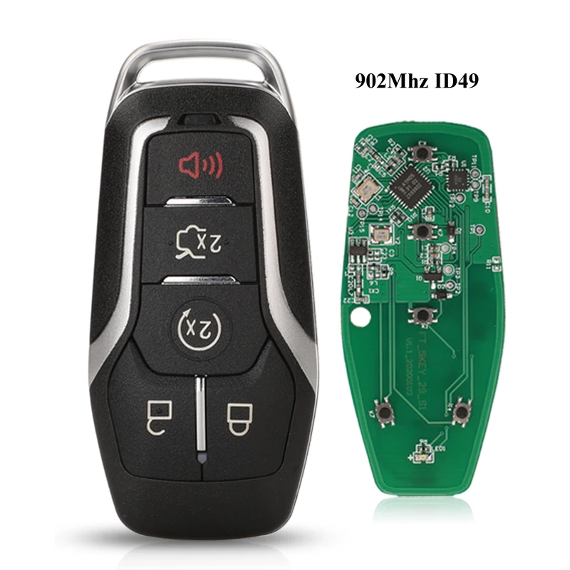 Jingyuqin Ferngesteuerter Autoschlüssel für Ford Mondeo Explorer Mustang Focus Fusion S-Max Galaxy KeylessGo 315/433/868/902 MHz ID49 Steuerung – Detail 5