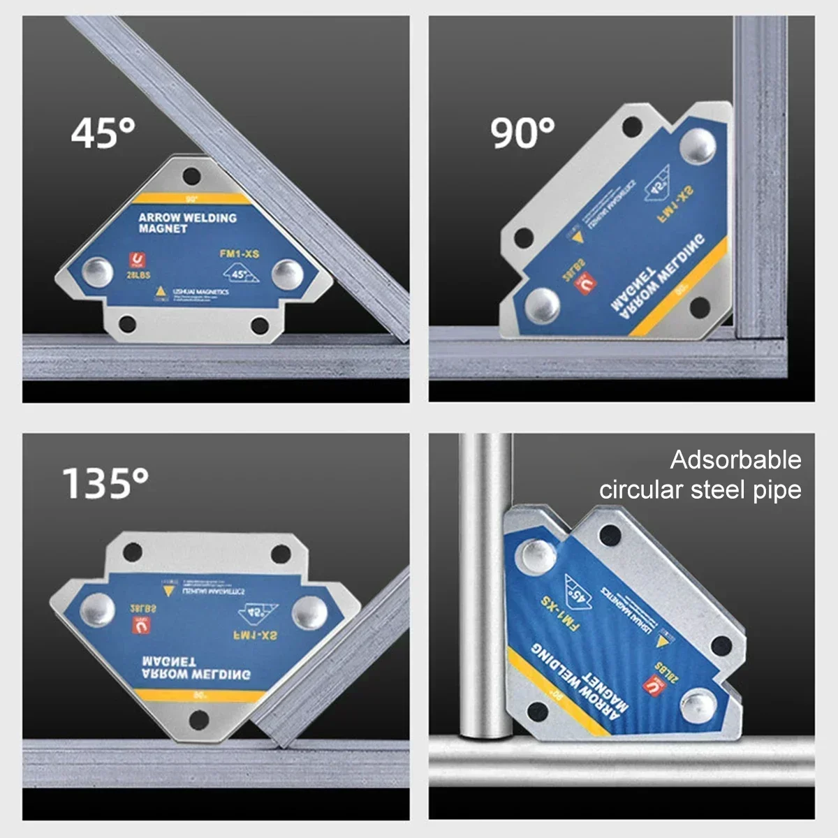 4Pcs Welding Magnets 28lbs Magnetic Welding Holder Metal Positioning Arrow Weld Fixer Magnet Clamp 45&deg; 90&deg; 135&deg; Tool