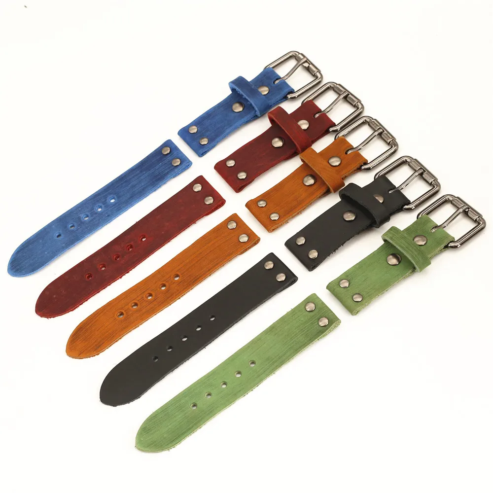 Punk Style Brown and Black Leather Watchband
