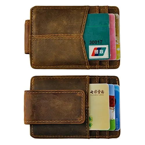 Male Quality Leather Travel Slim Rfid Wallet Front Pocket Magnetic Money Clip Mini Business Id Credit Card Case Holder Men 1017 synthetic leather wallet credit card holder id card holder metal money clip