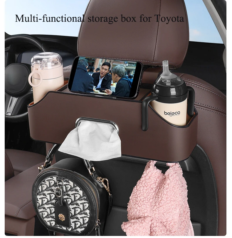 

Car Seat Back Multi-Functional storage Box in PU leather portable tissue box for Toyota Logo Camry Corolla Land Cruiser RAV4etc