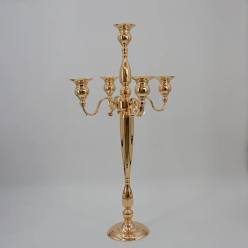 

10 Pcs Candle Holders 5-arms Metal Gold Candelabras Crystal Candlesticks For Wedding Event Centerpieces