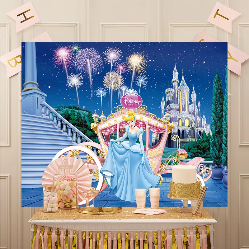 Disney Princess Baby Shower Photocall Cinderella Banner Blue Dress