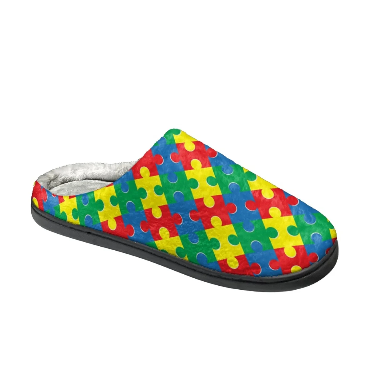Autism Awareness Pattern Casual Slippers Autumn House Slides for Female Winter Home Warm Women Cotton Slippers Print On Demand
