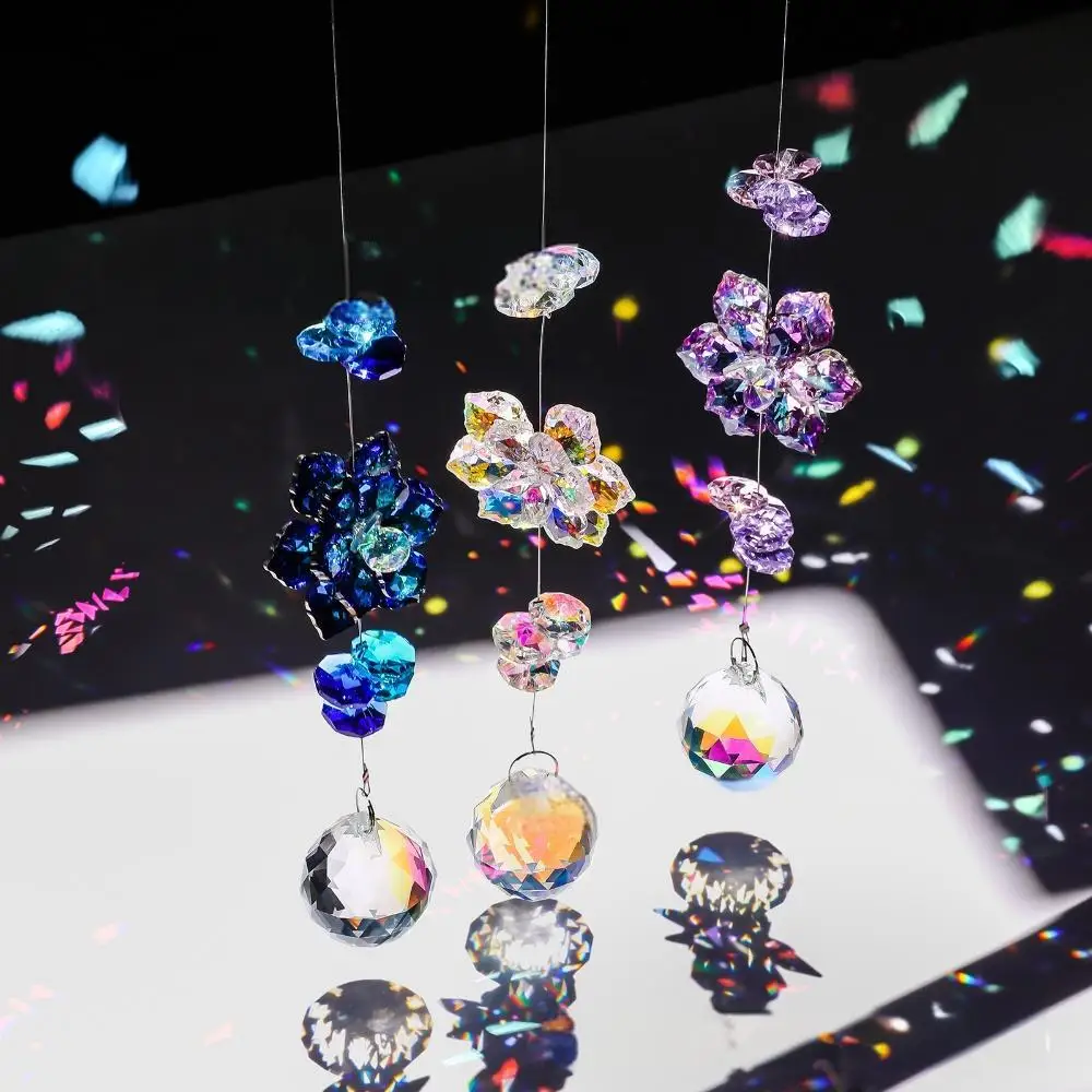 Lotus Leaf Suncatchers with Crystal Prisms Window Sun Catcher Ornament Rainbow Maker for Home Garden Rearview Mirror Charms