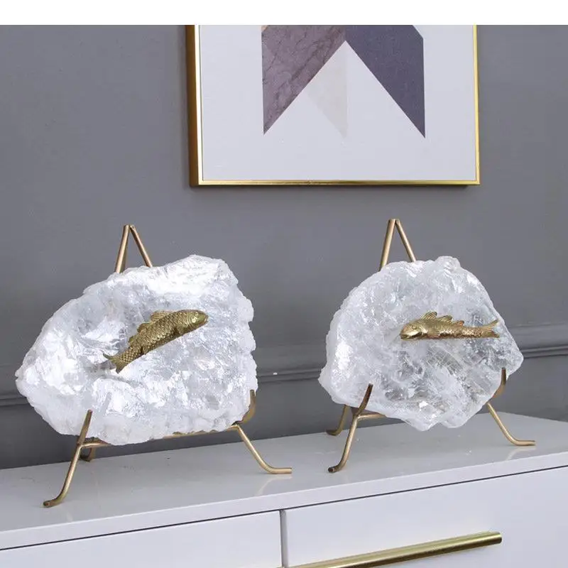 

Латунные рыбки, хрустальные украшения, натуральный кристалл, артефакт, аксессуары для украшения дома, скульптура, статуэтка, миниатюрные поделки