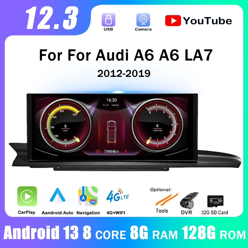 

12.3" Android 13 For Audi A6 A6L A7 2012 - 2019 Auto radio Car Multimedia GPS Carplay Radio Screen Player Auto 4G Wifi Wireless