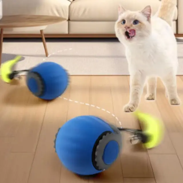 Speedy Tail 2.0 Cat Toys, Smart Interactive Cat Toy Balls, 2 Speed Adjustment Automatic Moving Ball with Replacement Tail 3