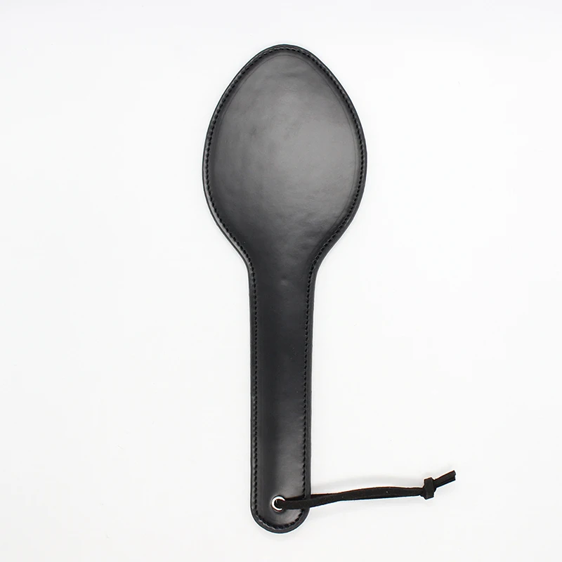 31cm Black Leather Ellipse Paddle Riding Crops Flogger Horsewhips Spikes 10.5cm Wide Spanking Paddle Slapper 2
