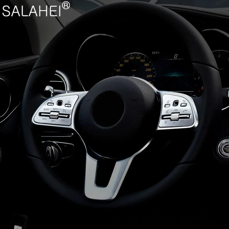 

Car Steering Wheel Button Cover Decorative Sticker Interior Trim For Mercedes Benz A B C E Class GLE GLS GLB 2020 Accessories