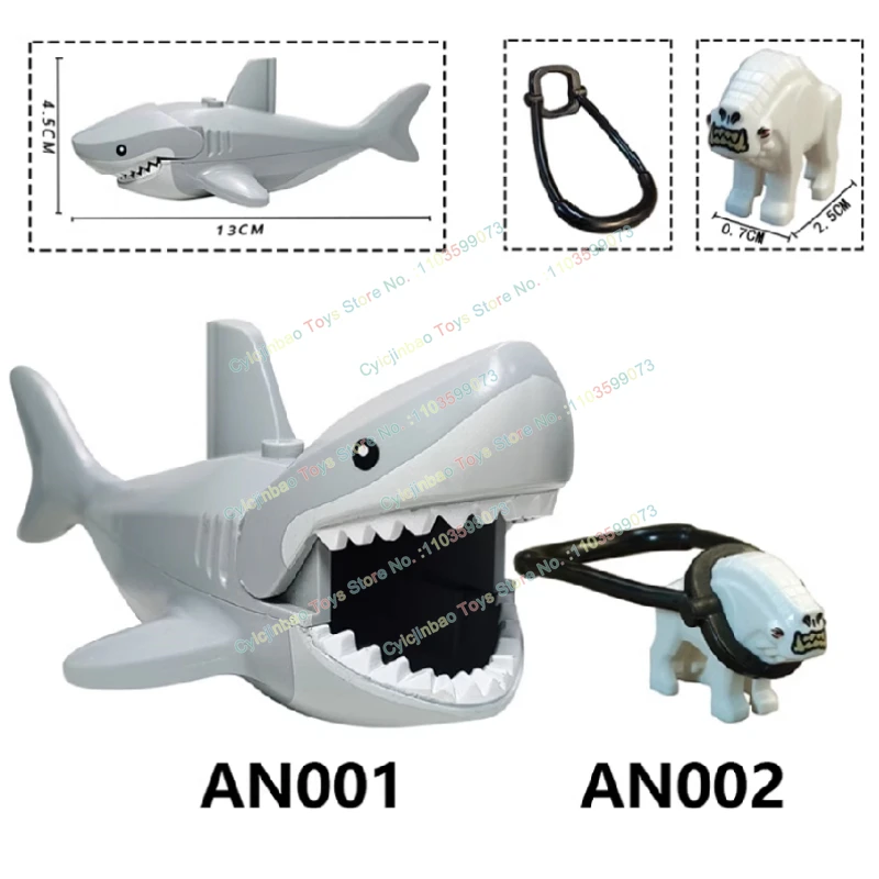 AN001 AN002 Cartoon Junge Zubehör Spielzeug Moc Bausteine Haie Schnee Monster Kreative Modell Puzzle Spielzeug Weihnachten Geschenke
