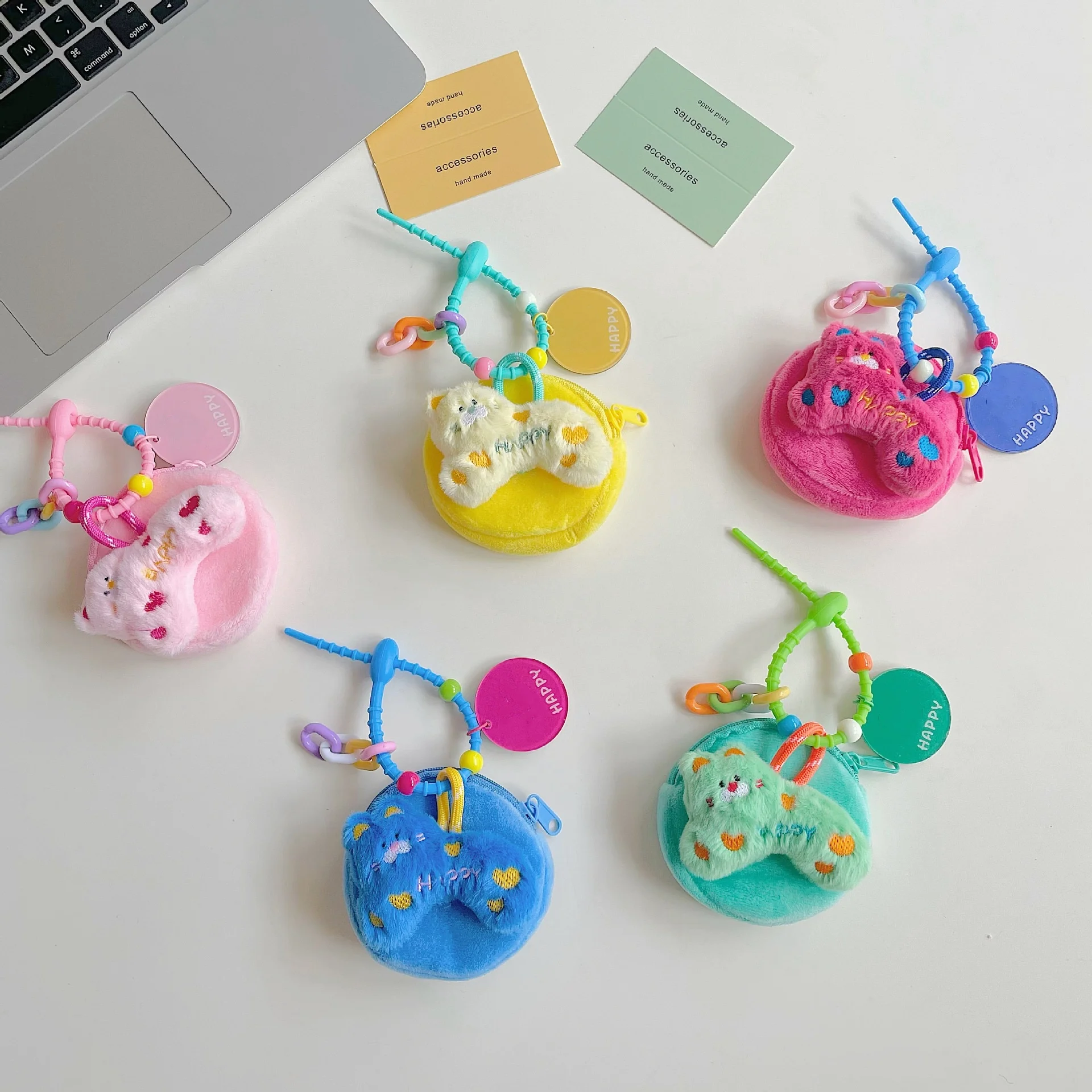 Creative Plush Cat Doll Coin Purse Wallet Cute Key Organizer Bag Headset Bag Small Bag Hanging Decoration Pendant Gift