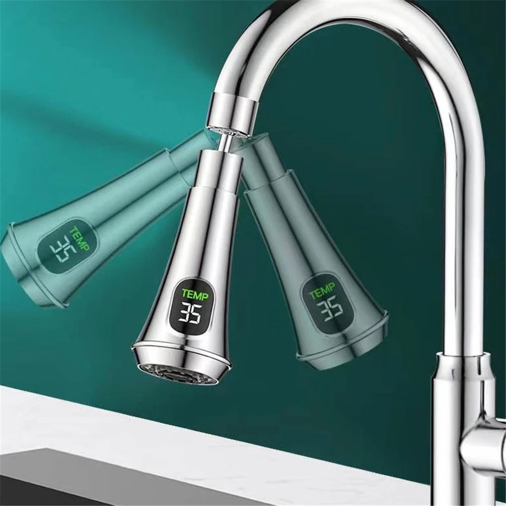 Description Picture 6 of itemKitchen Faucets Pull Out Sink Water Tap Nozzle 2 Modes Temperature LED Digital Display Faucet Adapter Taps Bubbler Connector