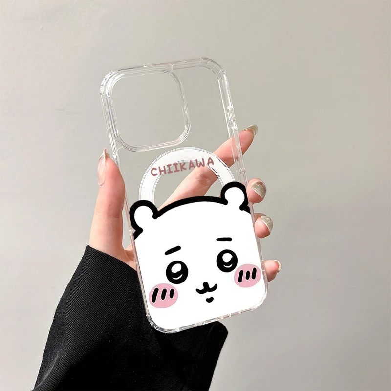 Transparent Silicone Wireless Charging Case with C-Chiikawas Hachiware Design
