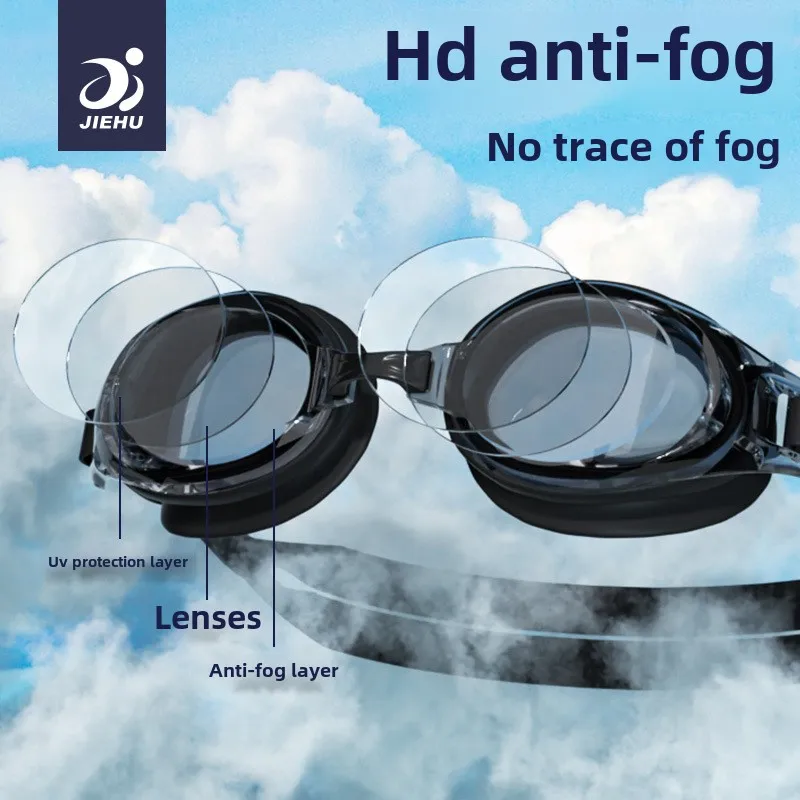 Adult High Definition Swimming Goggles Waterproof and Anti-fog Flat Light Myopia Men and Women Swimming Glasses 2