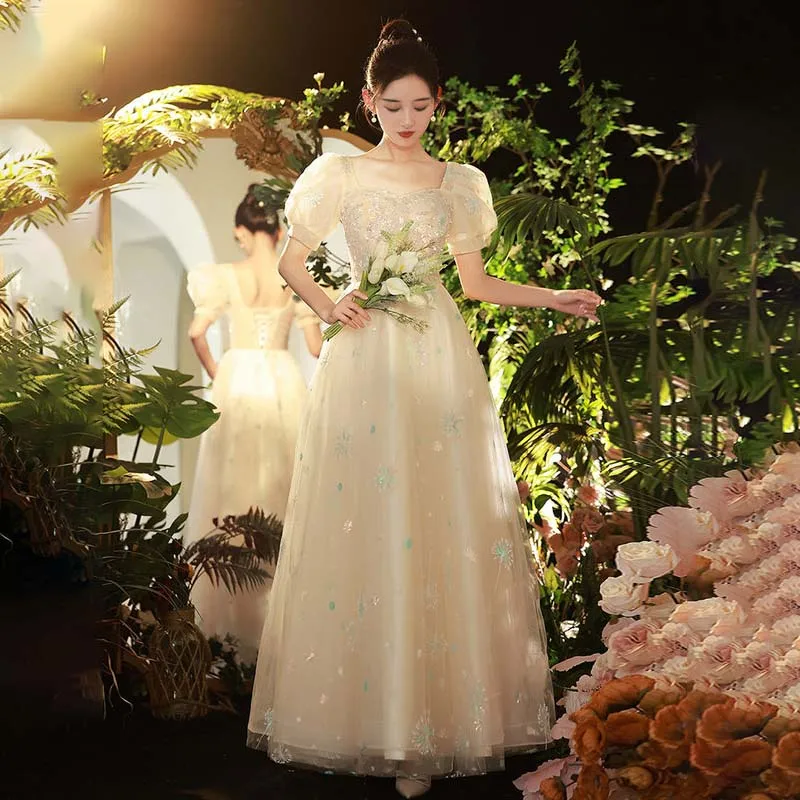 

Evening Dress Strapless Elegant Floor-Length Backless Pleat A-Line Empire Short Sleeves Plus size Women Formal Party Gown C1610
