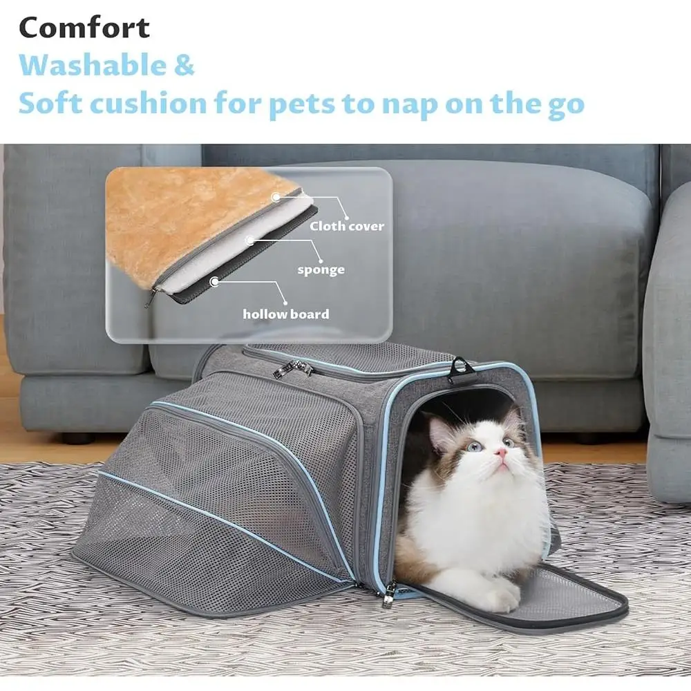 Soft Cat Carrier Airline Approved Expandable Pet Carrier Foldable Lightweight Travel Cats Dogs Rabbits with Removable
