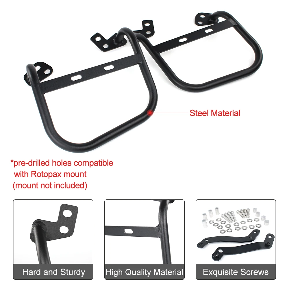 Motorcycle Side Rack Saddle Bag Support Bar Mount Brackets Fit