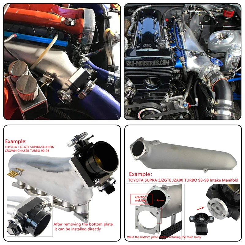 90mm Reverse Throttle Body +TPS Fit For Toyota Supra 1JZGTE JZA70 