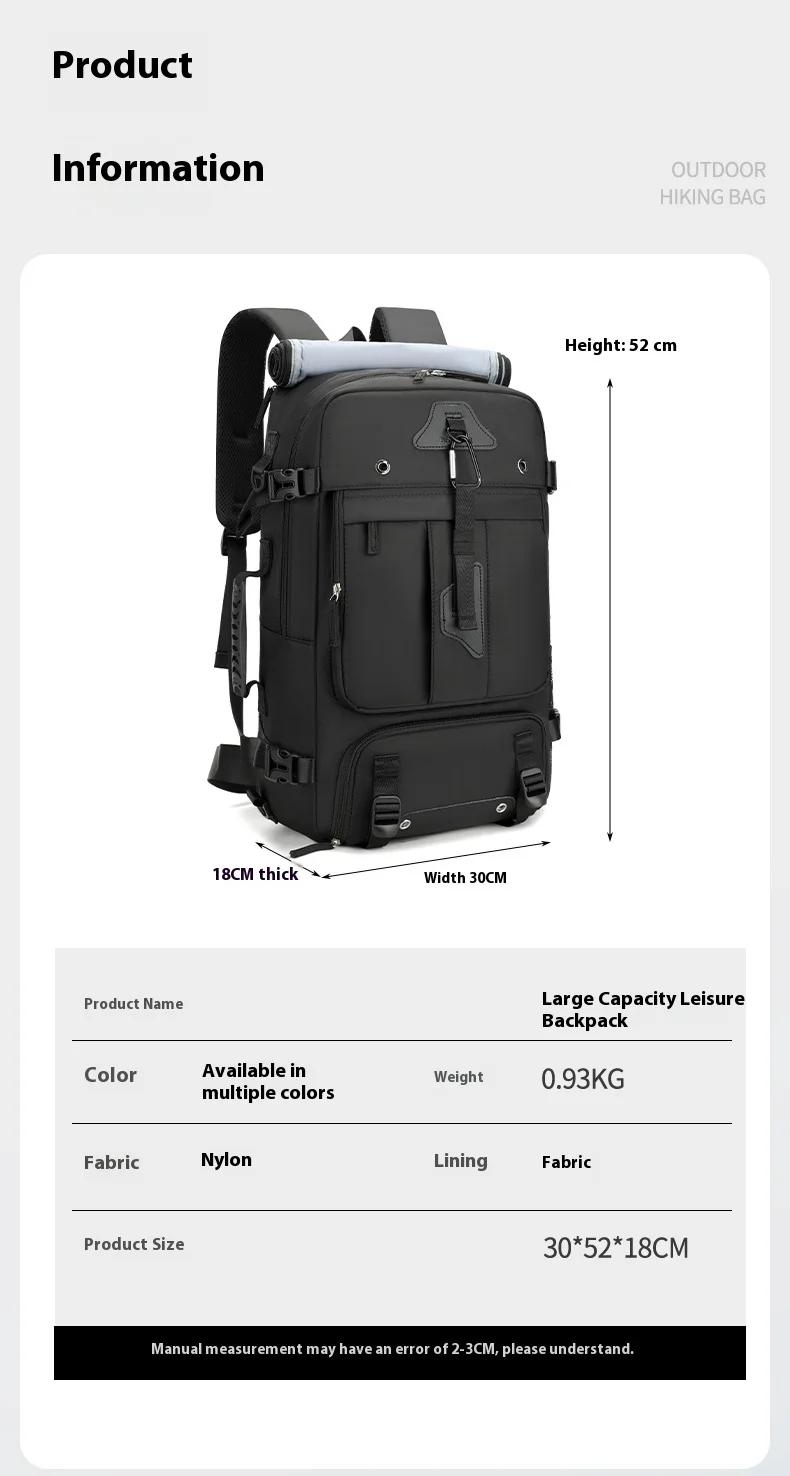 Cross-Border-Rucksack für Herren mit Hochwertiger Ausstrahlung, Großer Kapazität, Tragbare Reisetasche, Outdoor-Wanderrucksack – Detail 14