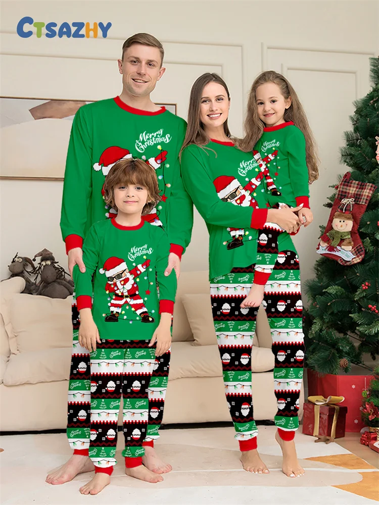Christmas Family Matching Outfits Mom Dad Kids 2 Pieces Pajamas Set Baby Casual Loose Sleepwear Xmas Family Look Pyjamas 2