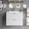 24 Inch Bathroom Vanity with Sink Combo,Floating Bathroom Vanity with 2 Fluted Drawer,Metal Handles, Wall Mount Bathroom Cabinet 5
