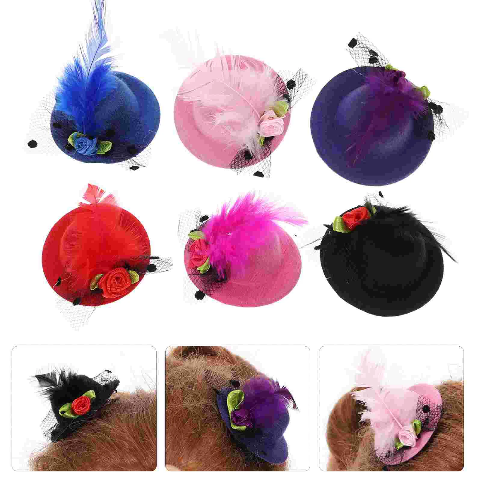 

5.5CM Hair Mini Hat Clip Hats Party Hairpins Kids Clips Fasinator Barrette Girl Costume Decorative For Kids(Random Color)