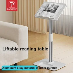 Oatsbasf Floor Reading Stand 43-78cm Height Adjustable Tablet Stand Book Shelf Liftable Reading Table Foldable Pad Laptop Holder