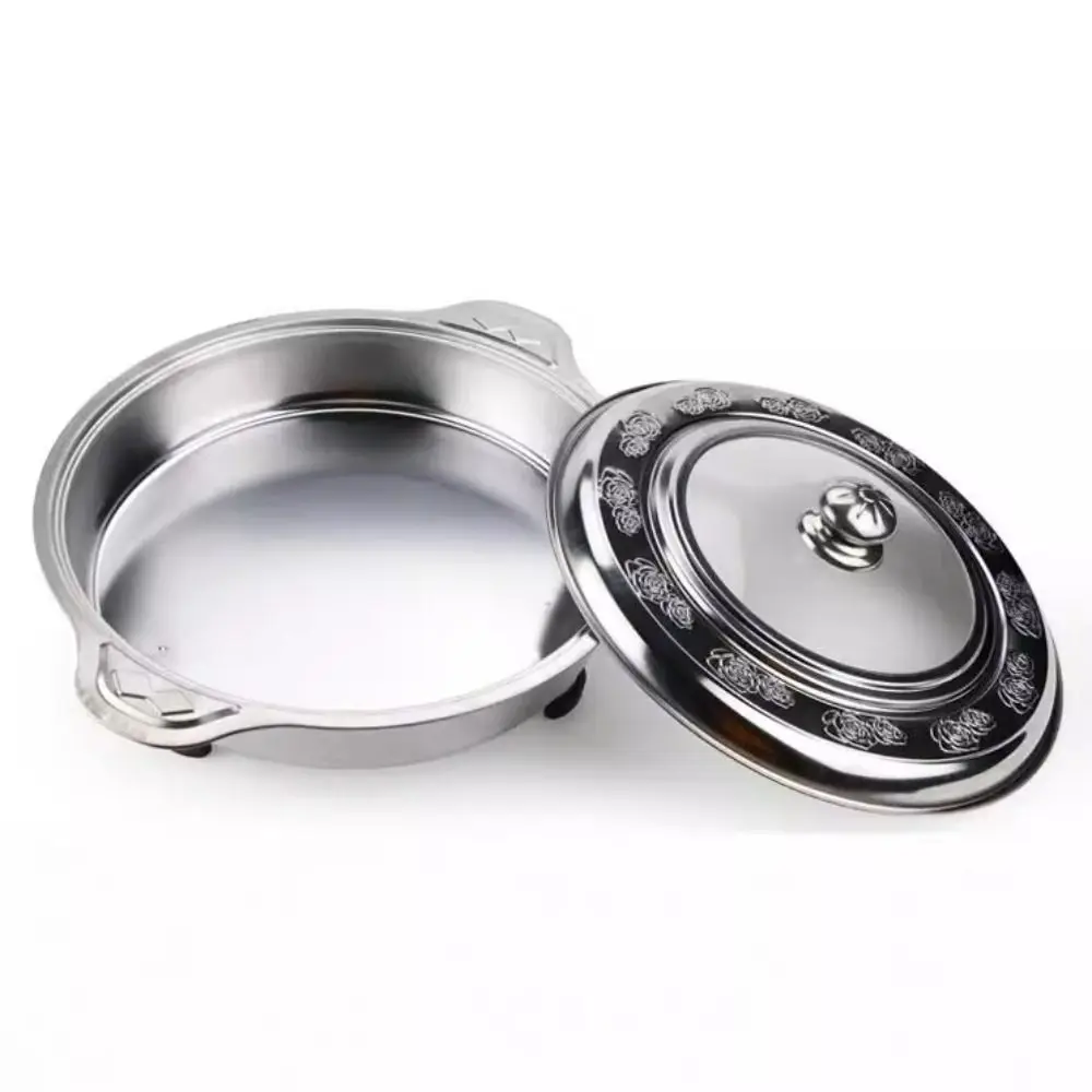 Description Picture 6 of itemStainless Steel Buffet Chafing Dish Food Tray Handle Hot Pot Portable Cooking Gear Multifunctional Save Space