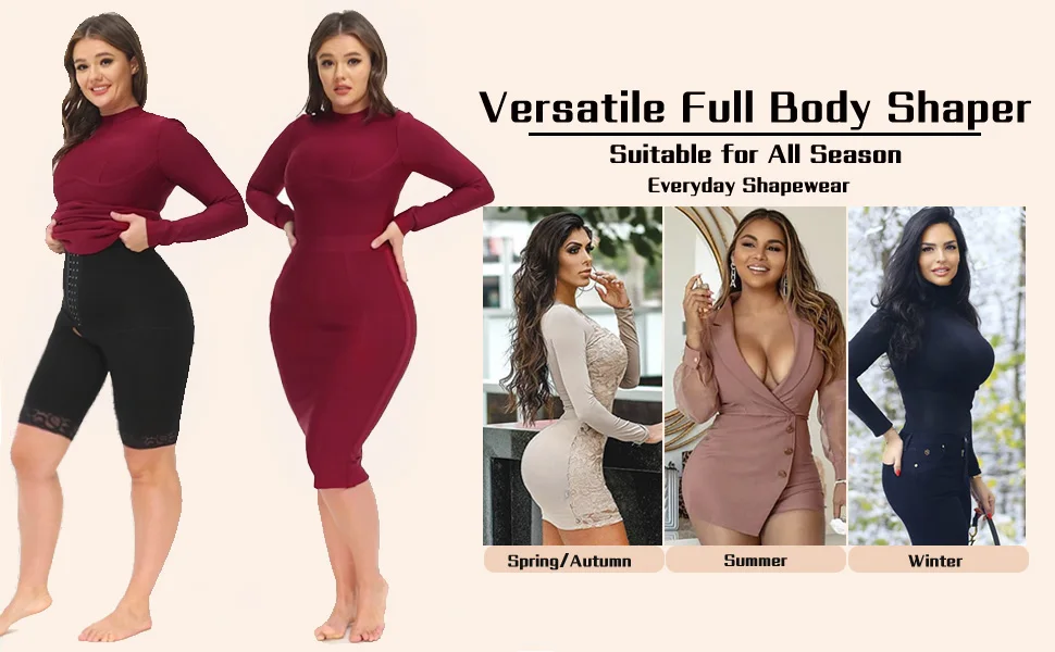 Fajas Colombianas Full Body Shaper Women Tummy Control Shapewear Bodysuit  Butt Lifter Open Bust Belly Slimming Sheath Po size L Color Beige