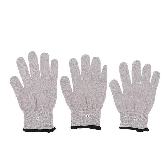 1Pair Massage Gloves Conductive Silver Fiber Electrode Gloves Pads Electrotherapy Massage