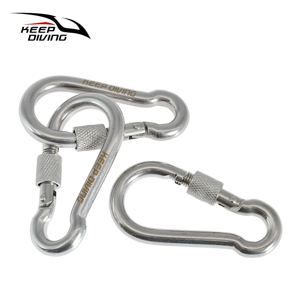 304 Stainless Steel Spring Snap Hook Screw Safety buckle Carabiner Diving Equipment BCD Safe Accessories For Diving