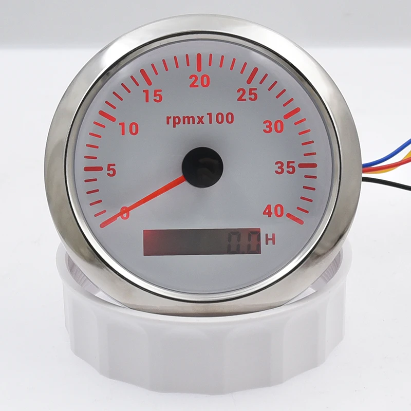 LCD 시간 계량기 장착 타코미터, 해양 보트 자동차 RPM 게이지, 0-3000 4000 8000 RPM 계량기, 7 가지 색상 백라이트, 85mm