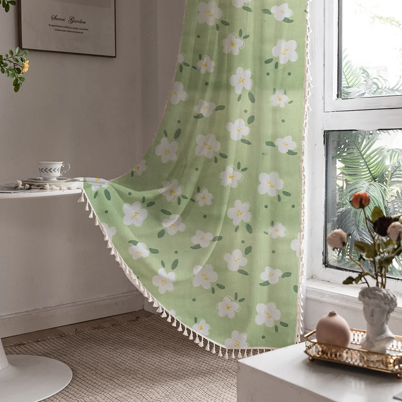 

Curtain American Flower Small Fresh Cotton Living Room Nordic Modern Bedroom Blackout Pastoral 2024 New Curtain
